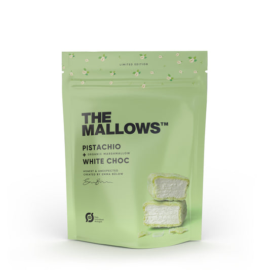 The Mallows - Pistachio & White Choc - skumfiduser med pistacie og hvid chokolade 90G